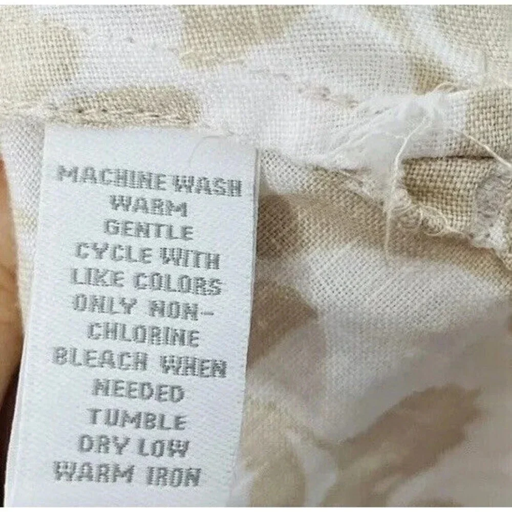 Charter Club 100% Linen Button Up Women Sz 16W Shirt White Tan Floral Woven - Picture 5 of 7